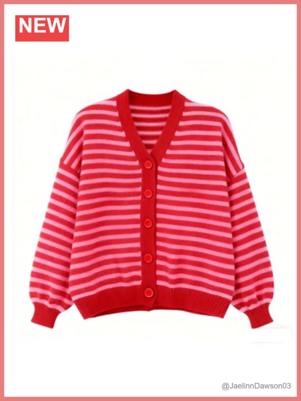 Striped Knit Cardigan Button Down Long Sleeve Women's Sweater